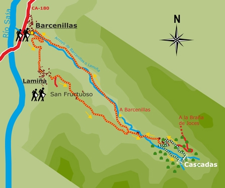 Mapa senderismo Cascadas de Laminia